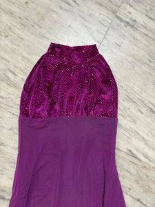 Elegant Purple Sequin Halter Dress