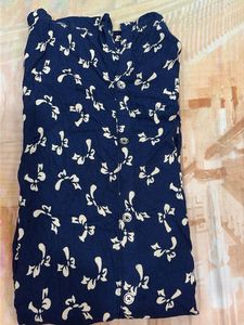 Navy Blue Kurta with Bow Print