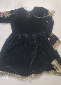 Black Velvet Kurta Set with Dupatta