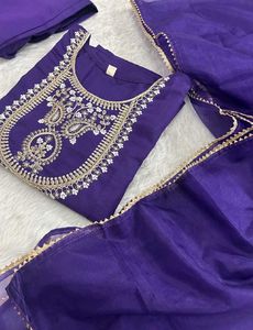 Elegant Purple Kurta Set with Embroidery