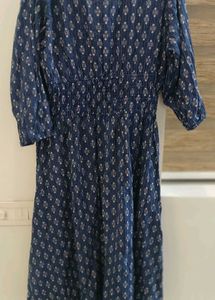 Elegant Blue Printed Midi Dress