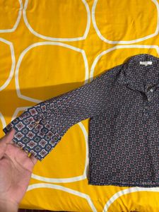 Classic Print Button-Up Top