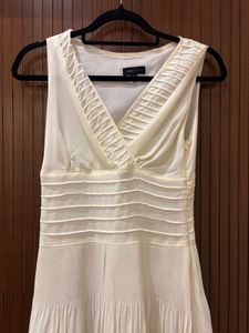 Elegant Cream V-Neck Dress