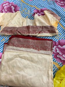 Elegant Cream Saree with Maroon Border