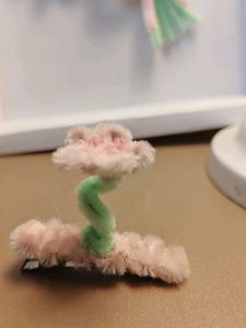 Cute Pink Flower Hair Clips