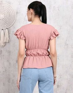 Shein Stylish Pink Bow-Tie Top