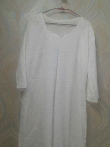 Elegant White Chikankari Kurta, size is L