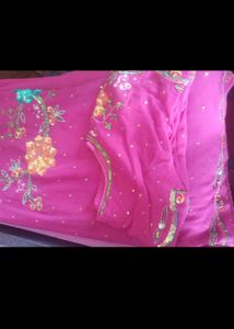 Pink Embroidered Saree