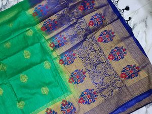 Elegant Green &amp; Blue Saree