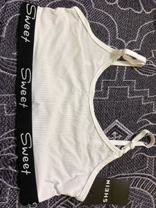 White Ribbed Sports Bra