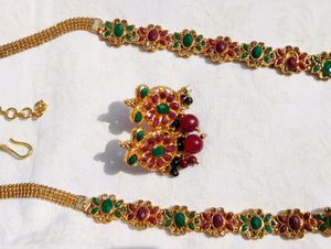 1gm  Gold plated Jadau Kundan Set