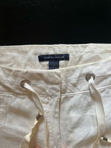 White Linen Blend Pants