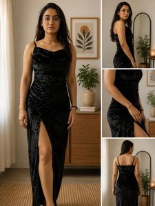 Elegant Black Velvet Maxi Dress