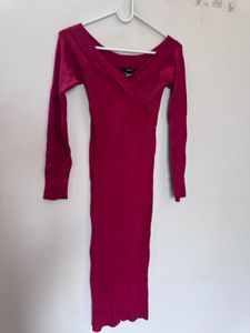 Elegant Pink Wrap Dress