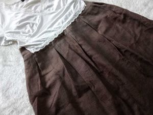 Brown Pleated Midi Skirt