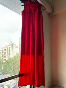 Stylish Red Sleeveless Maxi Dress
