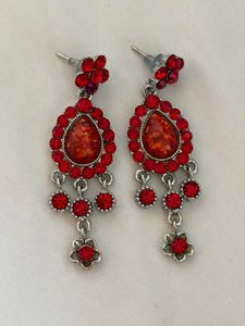 Victorian Red Stone Drop Earrings
