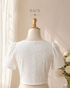 White hakkoba print blouse