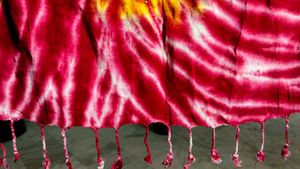 Vibrant Tie-Dye duptta with Sun Design