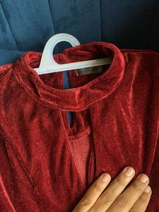 Burgundy Velvet Long Sleeve Top