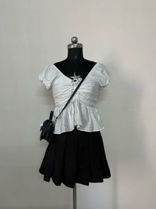 Chic White Ruched Crop Top