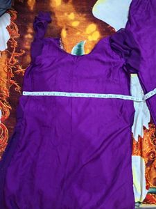 Purple Embellished Kurta bottom set