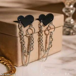 y2k gothic grunge black heart Chain Earrings