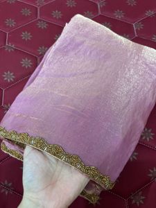 Elegant Beaded fendi silk saree