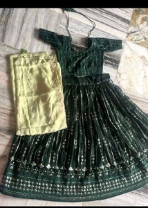 Green Sequin Lehenga Choli Set