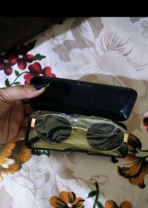 Oval Sunglasses - Gold Frame, Black Lenses