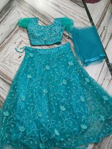 Teal Embellished Lehenga Set