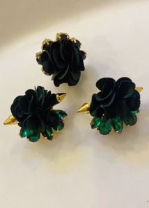 Emerald Green Floral Earrings And Ring