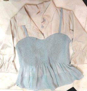 Cute Blue & Cream Top