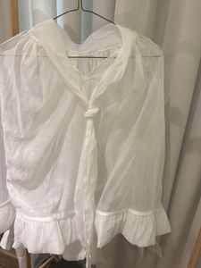 Sheer White Organza Blouson Shirt