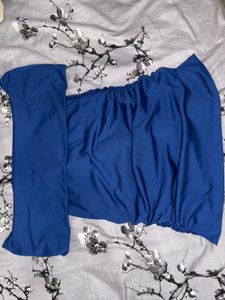 Blue Off-Shoulder Smocked Top