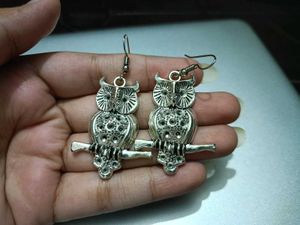 Silver Owl Earrings
