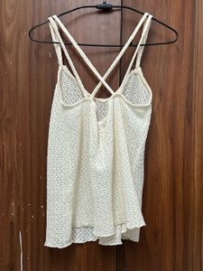 Cream Crocheted Spaghetti Strap Top