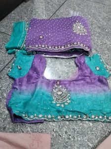 double side. saree with 2 colour  purple, see gree