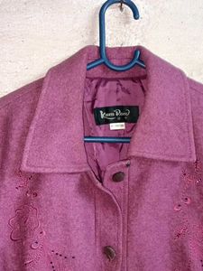 Purple Embellished Button-Up Jacket