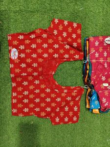 Red Printed Blouse. size-32,34,36