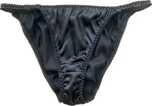 Black Satin Thong Panty