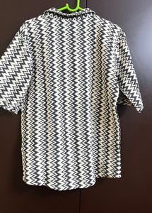 Zara Men's Retro Zigzag Print Shirt
