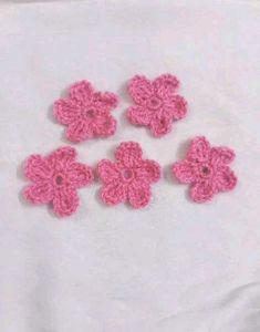 Crochet Pink Flower Buttons