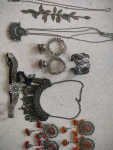 Boho Oxidized Silver Jewellery Set