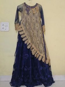 Elegant Blue & Gold Ethnic Gown