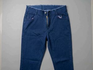 Blue Frayed Hem Denim Jeans