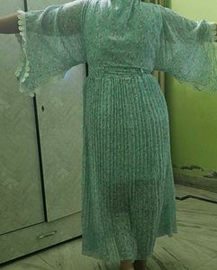 Elegant Mint Green Floral Gown