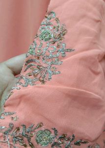 Zari work Peach Kurta Set