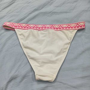 White Bikini😍 Bottom with Pink Trim