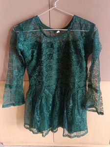 Price Dropped !! Elegant Green Lace Peplum Top